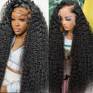 Pre Plucked Curly Human Hair Wigs Transparent Lace Front Wigs 13x6 HD Water Wave Curly Lace Frontal  Human Hair Wigs For Women