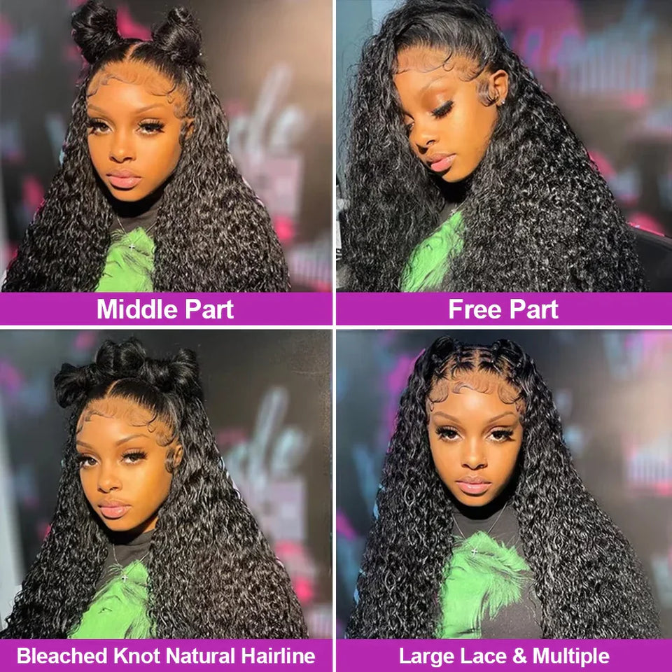 7X5 13X4 Water Wave Glueless Wig Ready to Wear PrePlucked 13X6 Deep Wave HD Lace Frontal Wig Curly Human Hair Wigs For Women
