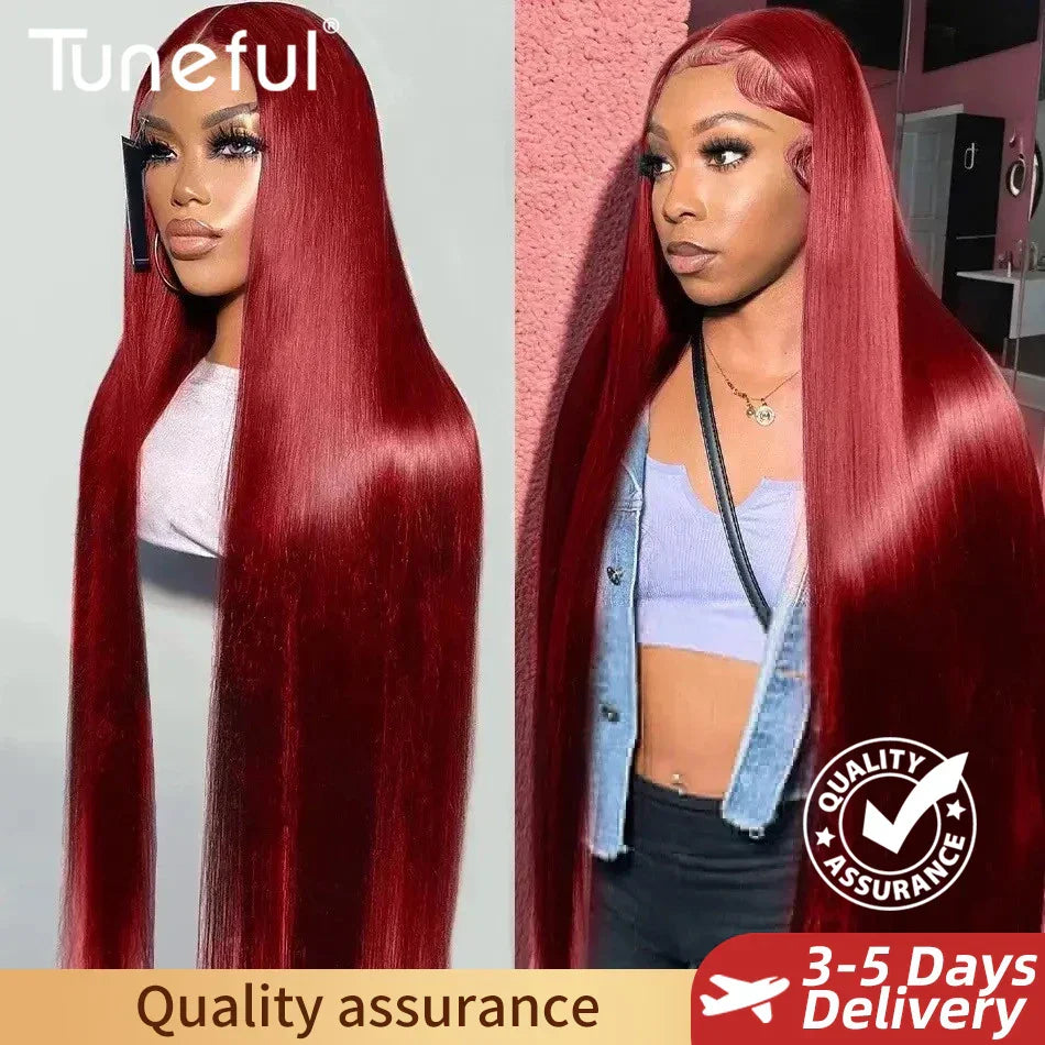13x6 Lace 99j Red Burgundy Colored HD Lace Frontal Human Hair Wigs 13x6 Lace Front Human Hair Wigs Trendy Color Human Hair Wigs