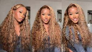 40 Inch Highlight Ombre Deep Wave Glueless Wig Human Hair Ready To Wear Brazilian Colored 13x4 Curly Lace Frontal Wigs For Women