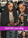 250% Density 13x6 36Inch Deep Wave Frontal Wig Transparent 13x5 HD Lace Frontal Human Hair Wigs Curly Human Hair Wigs For Women