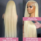 613 Honey Blonde 13x6 HD Lace Frontal Human Hair Wigs Transparent Brazilian Straight 13x4 Lace Frontal Human Hair Wigs For Women