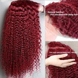 Burgundy 99J Water Wave Lace Front Human Hair Wig Brazilian Long Deep Wave Wigs PrePlucked Hair 180Density Closure Wig For Women