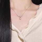 Single Small Pearl Zircon Necklace For Women
