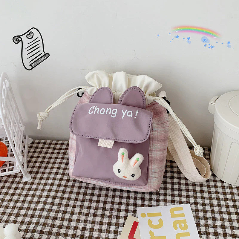 Cartoon Bucket Bag Literary Student Canvas Bag Shoulder Messenger Bag