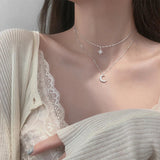 Asterism Moon Double-layer Necklace For Women