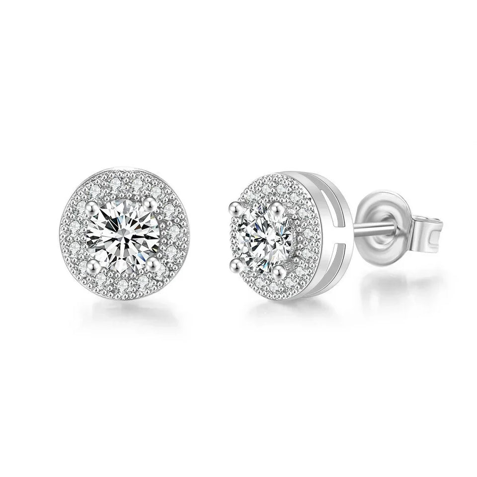 Geometric Female Full-jeweled Stud Earrings